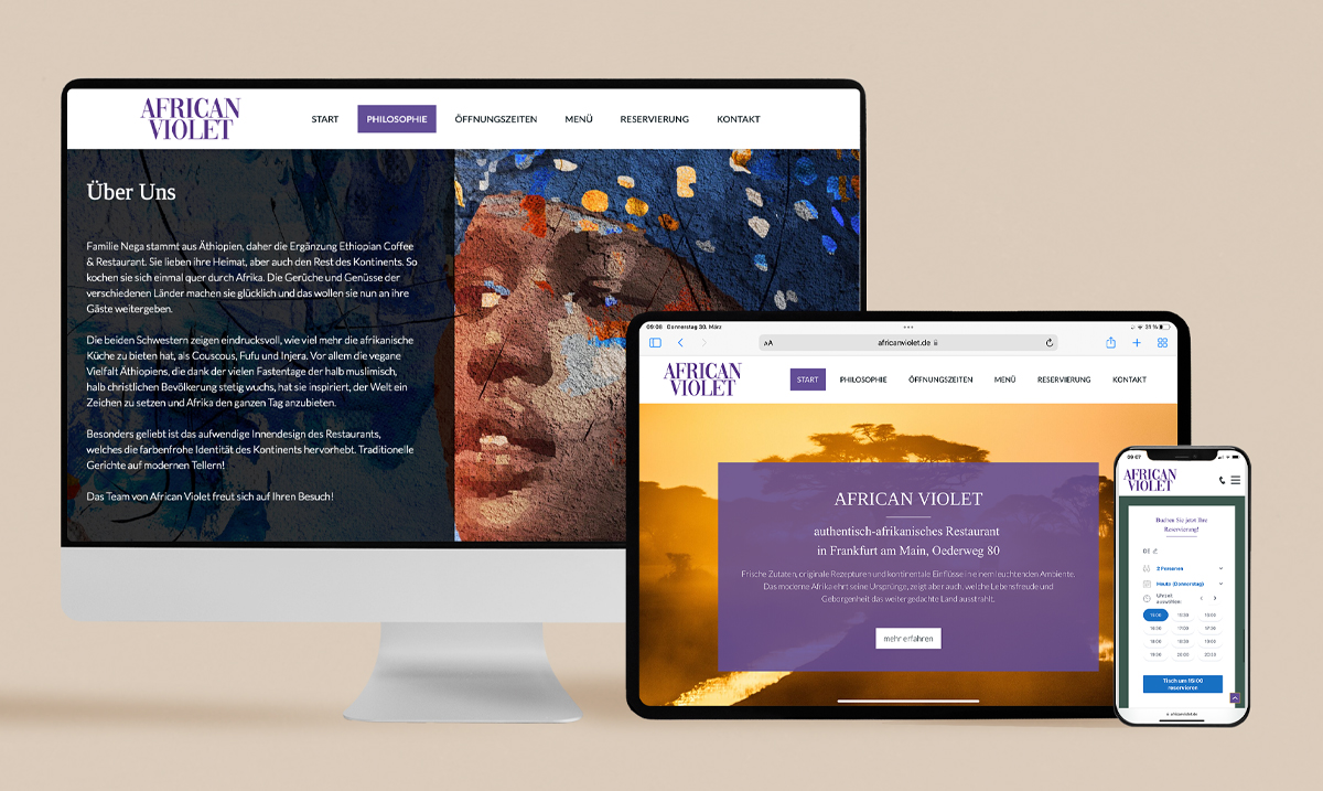 Übersicht Website African Violet